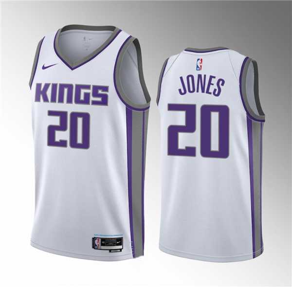 Men%27s Sacramento Kings #20 Colby Jones White 2023 Draft Association Edition Stitched Jersey Dzhi->sacramento kings->NBA Jersey